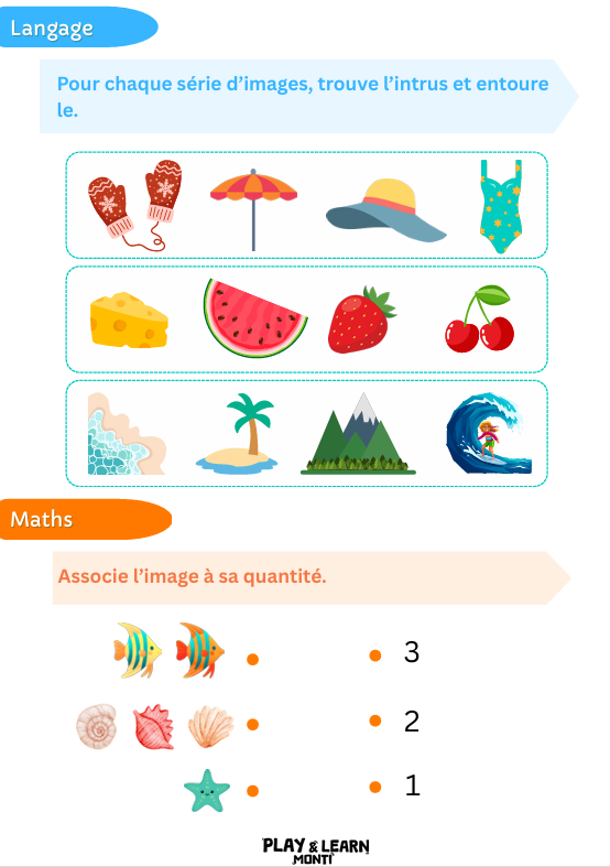 ps vers msss Cahier de vacances d'Été - PS vers MS