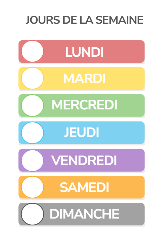 IMAGE JOURS SEM Les jours de la semaine